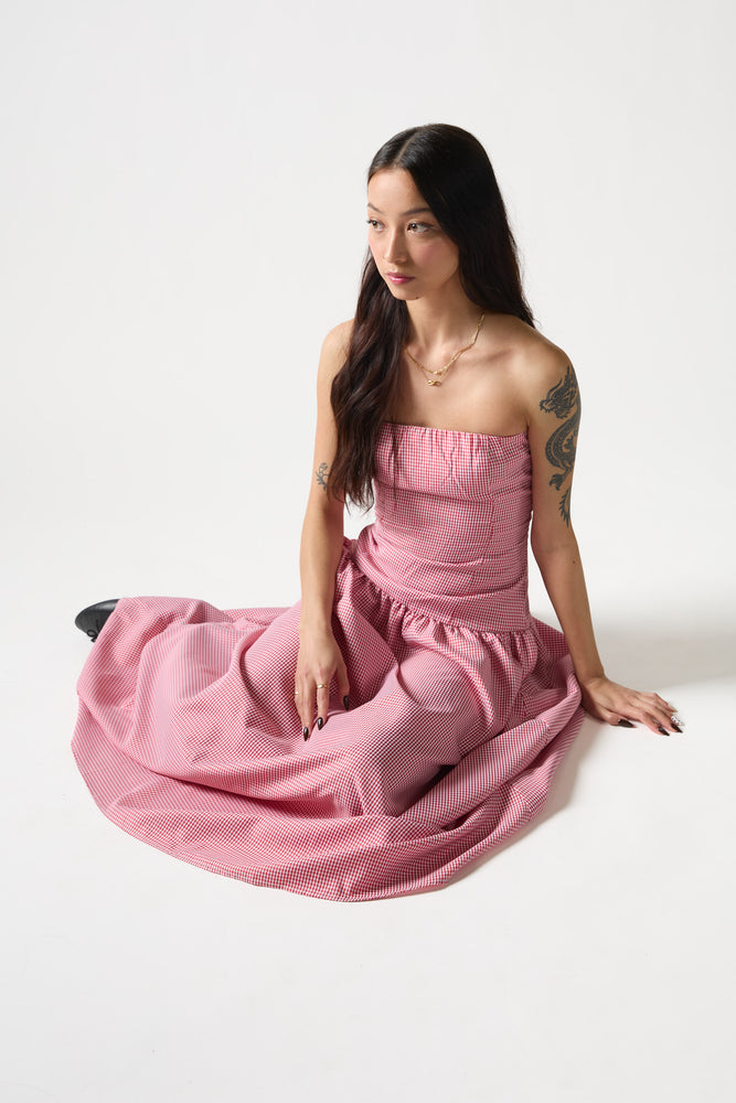 
                  
                    Load image into Gallery viewer, THE GINGHAM TUBE DRESS
                  
                